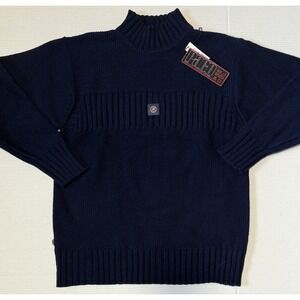 PACO SPORT - Men's Navy Blue Mock Neck Pullover Retro Sweater - Large‎ - NEW NWT
